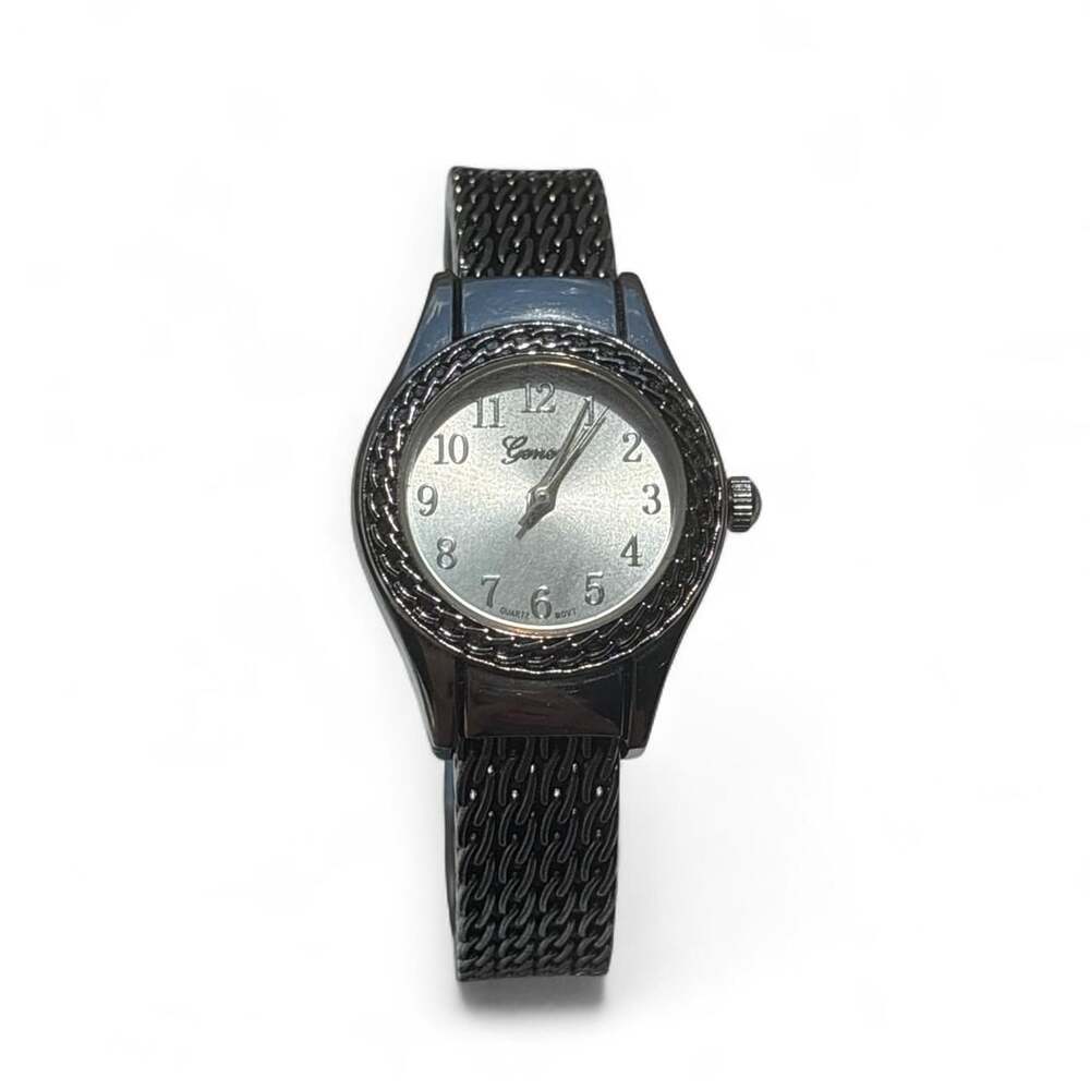 Geneva Silver Mesh Cuff Quartz Watch